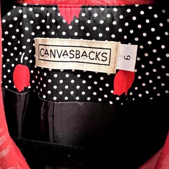 Vintage Canvas Backs Women's Pattern Zip Up Jacket Long Sleeve Pockets Sz 6 Red - Picture 11 of 12